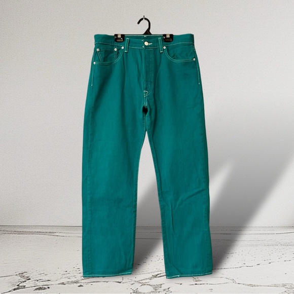 Levi’s 501 Mens/Unisex Button-Fly Teal Jeans - Picture 1 of 13